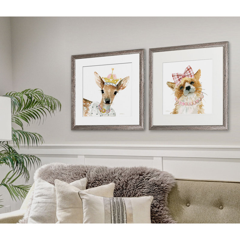 Animals 2 - Piece Framed Art, Brown Framed
