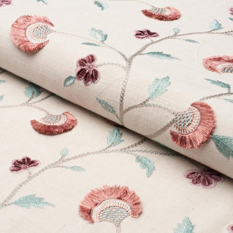 Lyla Embroidery Fabric, Rose/Natural