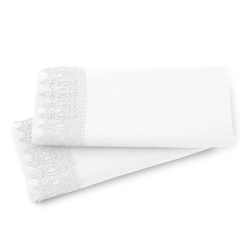 Ensemble de 2 taies d'oreiller Southshore Fine Linens Vilano à ourlet en dentelle, bleu couronne, en microfibre doublement brossée 110 g/m² avec bordure en dentelle au crochet, infroissable et lavable à la machine, format Queen/Standard