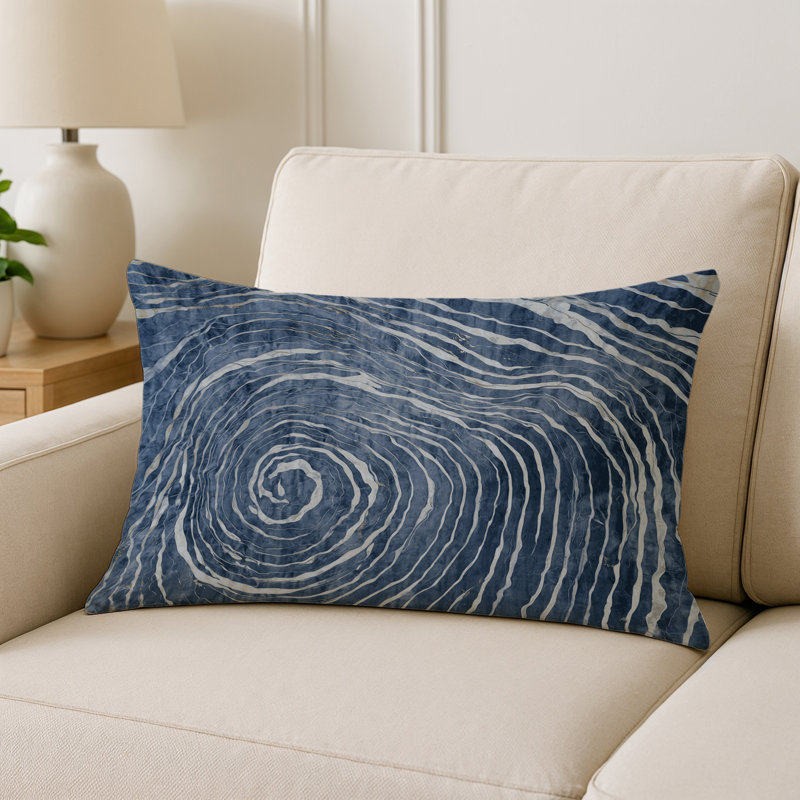 Coussin décoratif intérieur / extérieur gris Modern Modern, Rectangle H 25 po x l 18 po, Gris / denim abstrait 8