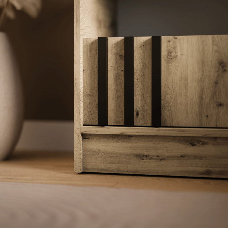 51cm W Bedside Table, Artisan Oak/Black