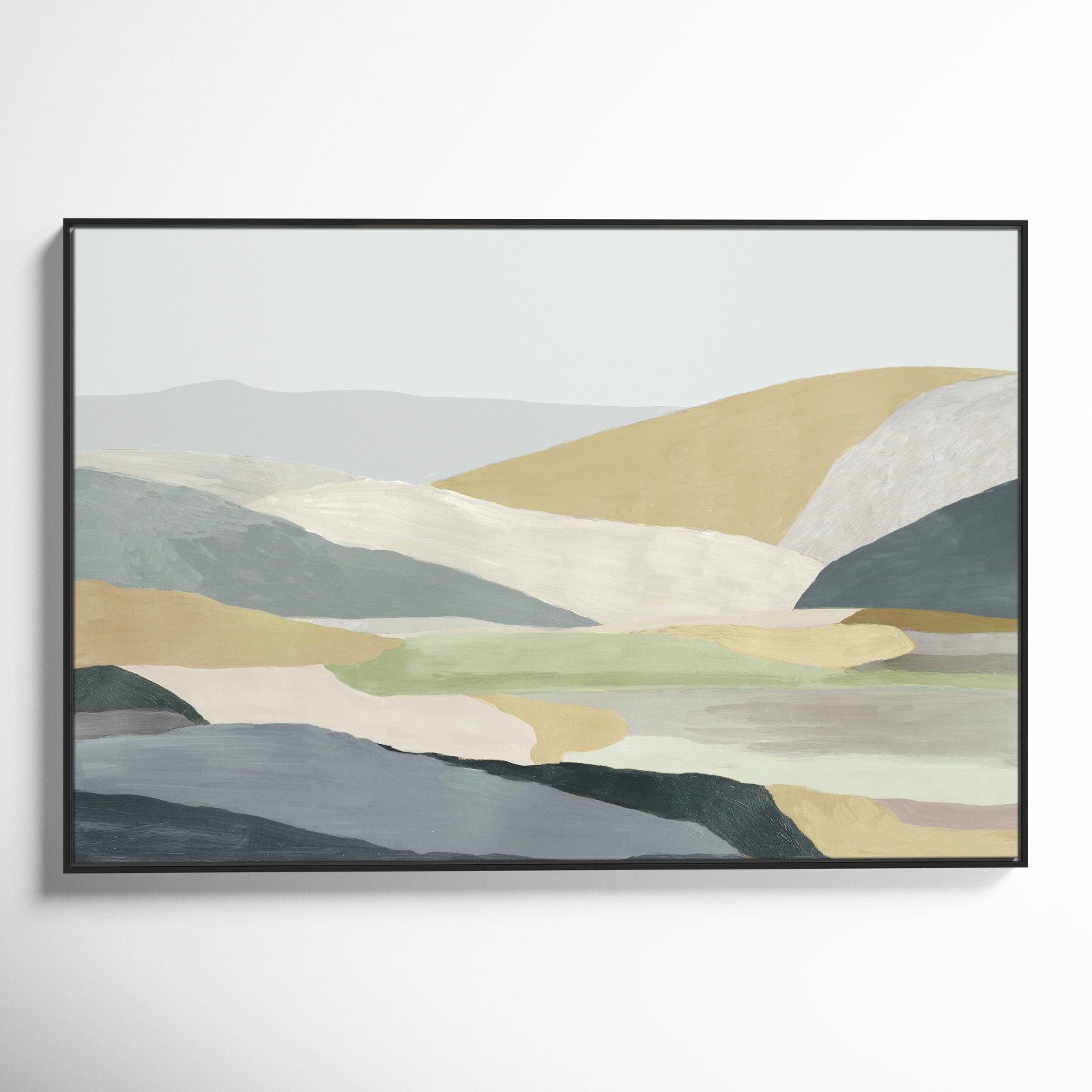 Warm Hills I - Picture Frame Painting Print on Canvas, Black Canvas , 41.5" H x 61.5" W x 2" D