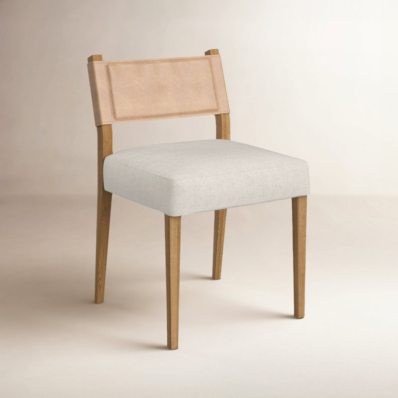 Side Chair in Charcoal, Natural, Polyester/Leather Winchester Beige
