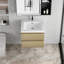 Meuble-lavabo flottant 24 po avec lavabo, meuble de rangement mural moderne, lavabo en résine, tiroirs à fermeture en douceur-116332383