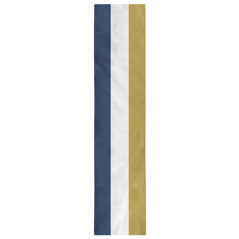 Chemin de table, Atlanta, 72 po x 16 po, Bleu marine / blanc / or