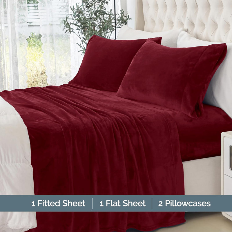 Ensemble de 4 valises pour chambre d'amis, Ensemble de draps pour grand lit avec 2 taies d'or, Bourgogne