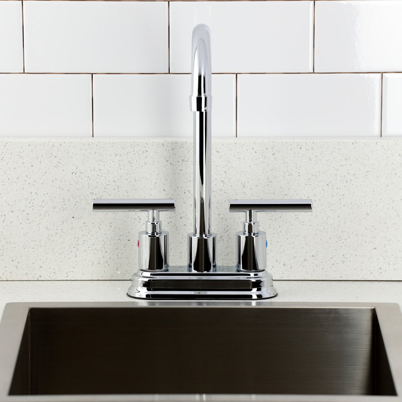 Kingston Brass Manhattan Two-Handle 2-Hole Deck Mount Bar Faucet, Polished Chrome