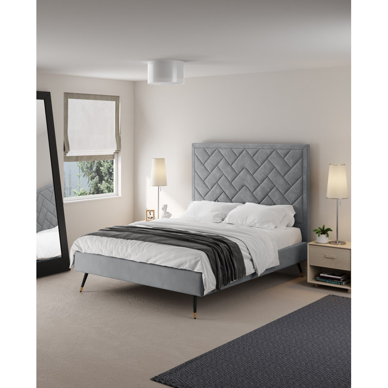 Toshiye Upholstered Platform Bed, Queen, Gray