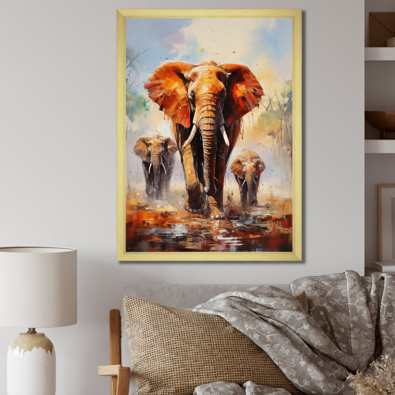Bacil Elephant Elephant Parade, reproduction d'art sur toile, H 32 po x l 24 po x P 1 po, Encadrement doré