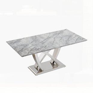 70" Rectangle Faux Marble Dining Table