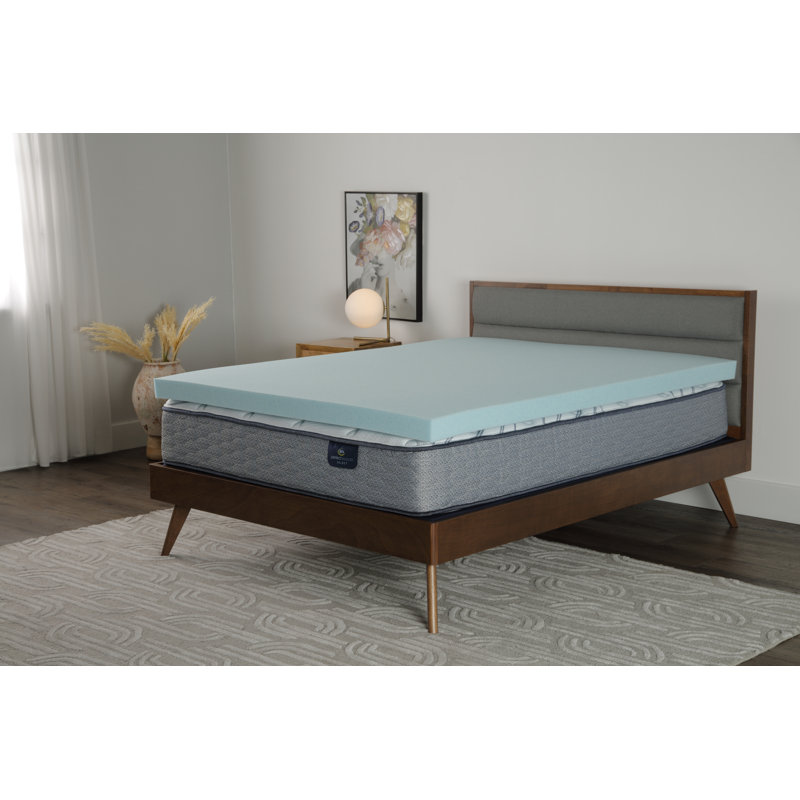 Queen Blue Cooling Memory Foam Mattress Topper, 3 Inch
