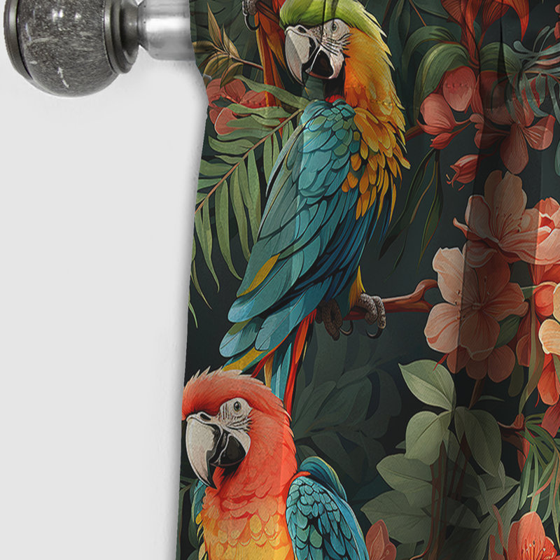Parrot Haven - motif tropical II - Rideau floral - Rideau occultant floral - 1 panneau, L 52 po x L 84 po