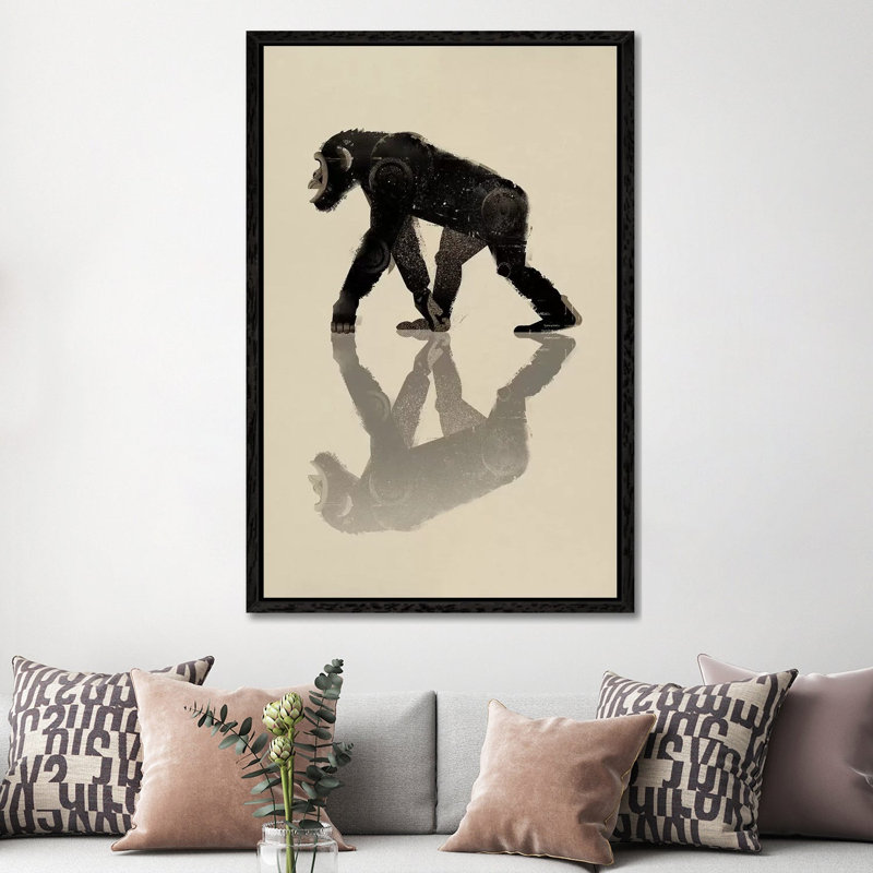Chimp by Dieter Braun - Print on Canvas, Black Framed, 152.5 cm H x 101.5 cm W