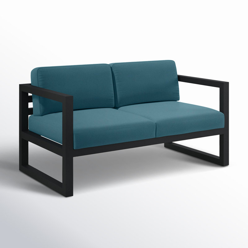 Avion Loveseat - Black, Cast Lagoon Sunbrella® Plainweave, Black