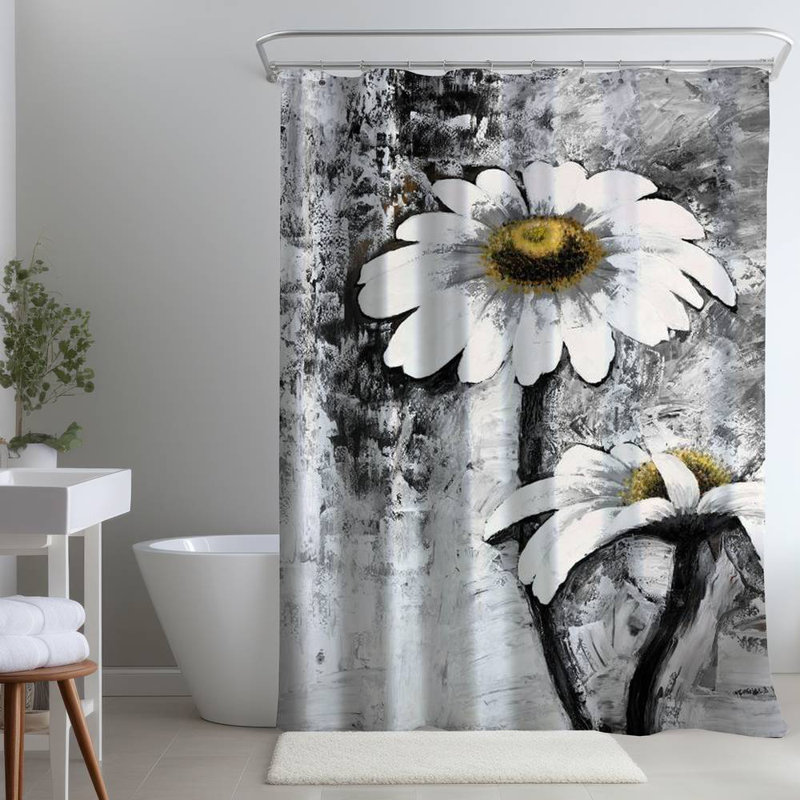 Floral – Polyester Shower Curtain, Dye Sublimation Print, 71" W × 74" L