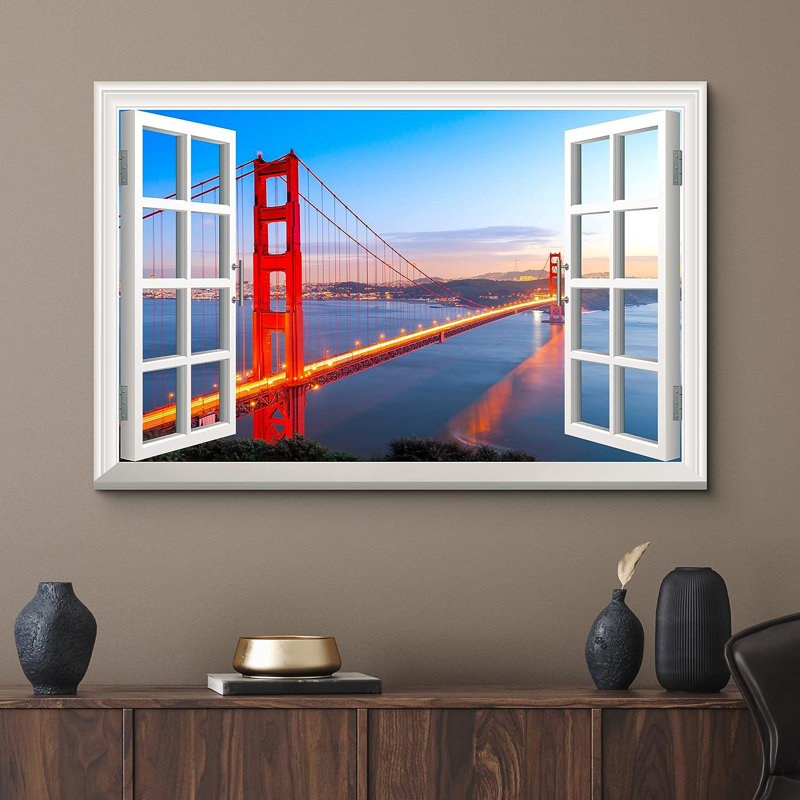 Golden Gate Bridge Scenic Window View Canvas Art