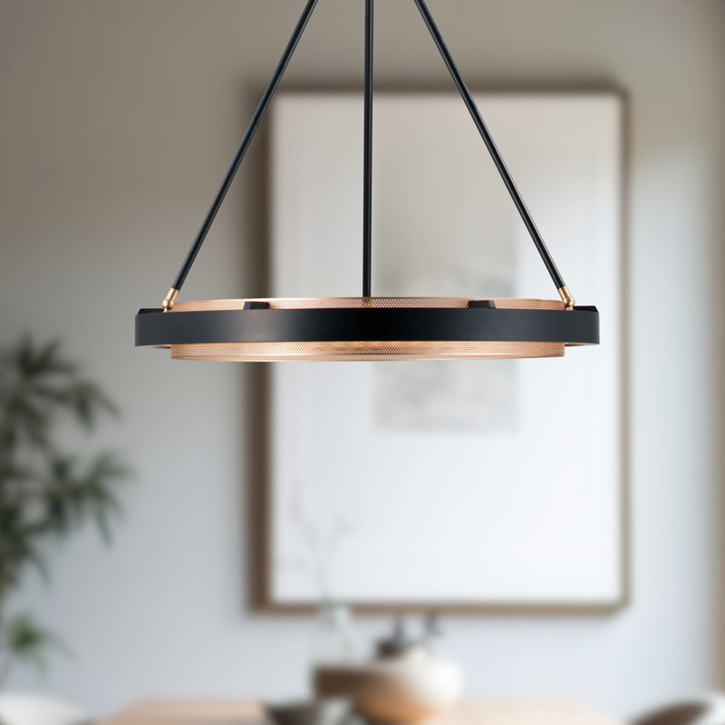 Duo 1 - Light LED Pendant, 26.25" H x 23.625" W x 23.625" D, Gold Shimmer