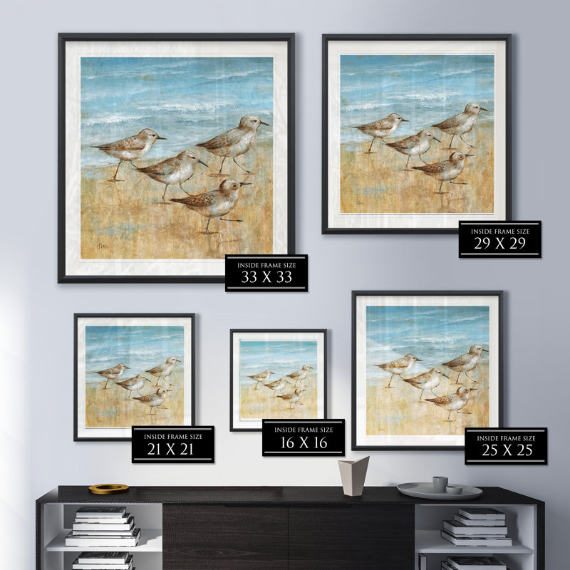 «Sandpipers I», reproduction encadrée, H 22 po x l 22 po x P 1,5 po