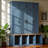Farmhouse Hall Tree With 4 Hidden Hanging Hooks, Versatile Walnut Seating Bench With 8 Doors, Entryway Shoe Cabinet With Open Compartment For Living Room, Blue