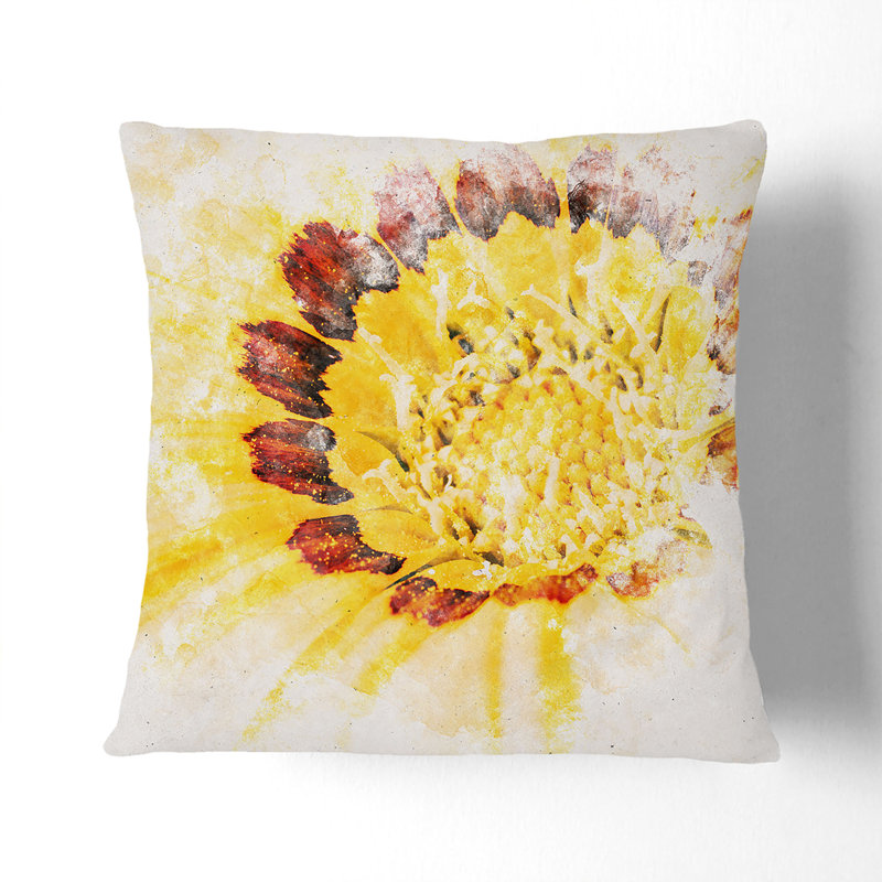 The Beauty of the Flower Watercolour Cushion with Filling, 40cm H x 40cm W x 15cm D, Black