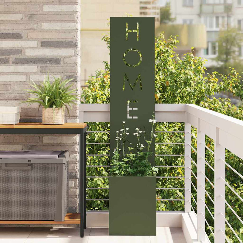  Garden Privacy Screen Black 32 X 140 Cm Cold-Rolled Steel, Olive Green