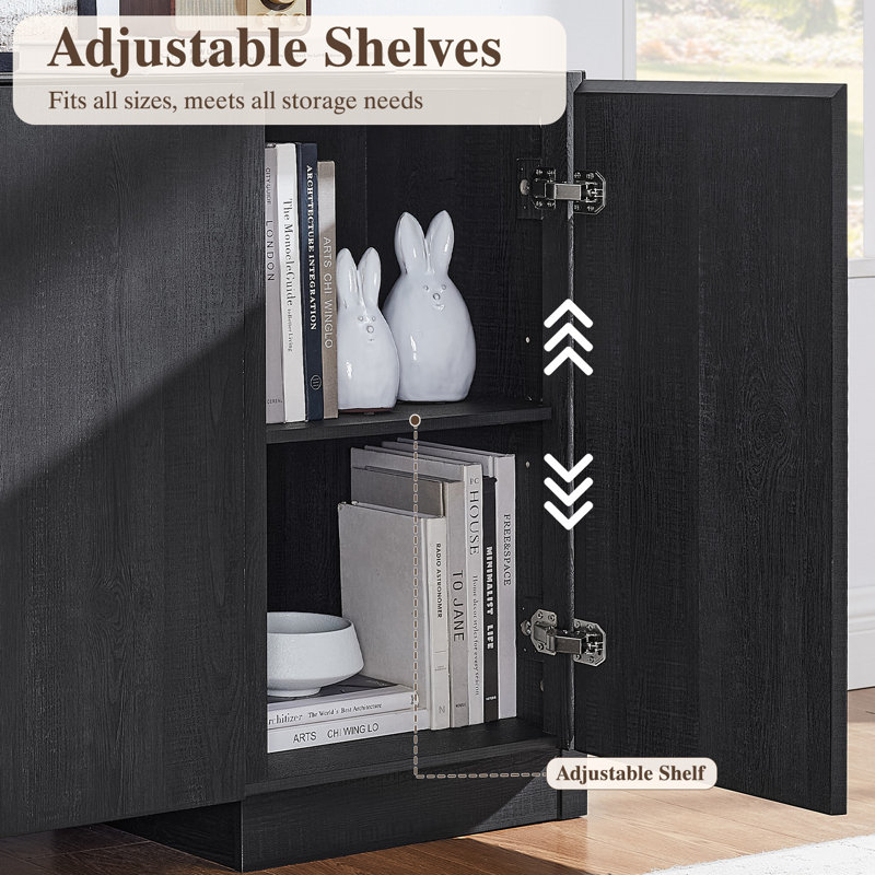 65" TV Stand for TVs up to 75" with Storage and Shelves, Black