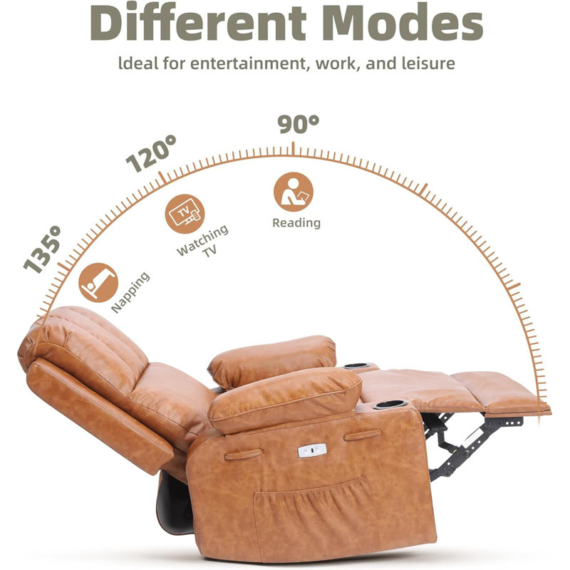 Fauteuil inclinable pour adultes, avec massage et chaleur, Cuir rétro