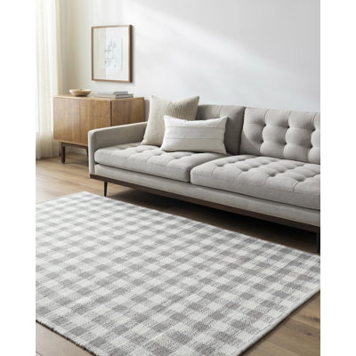 Tapis en laine Lavande gris / blanc / gris clair