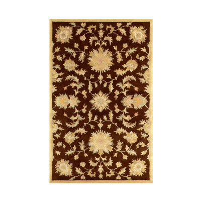 Tapis oriental brun en laine touffeté à la main Minster