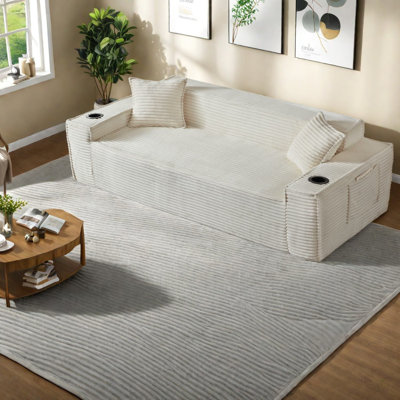 Compression Sofas With Storage, 80.7 Inch Modern Corduroy Couch For Home