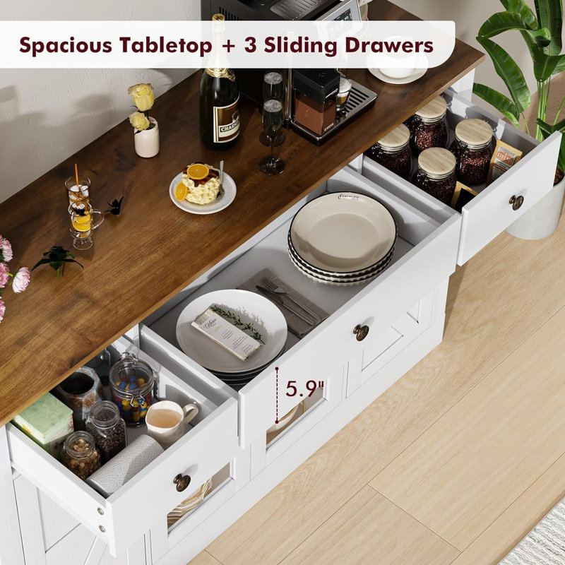 Abrianna 55.12'' Sideboard, White/Brown