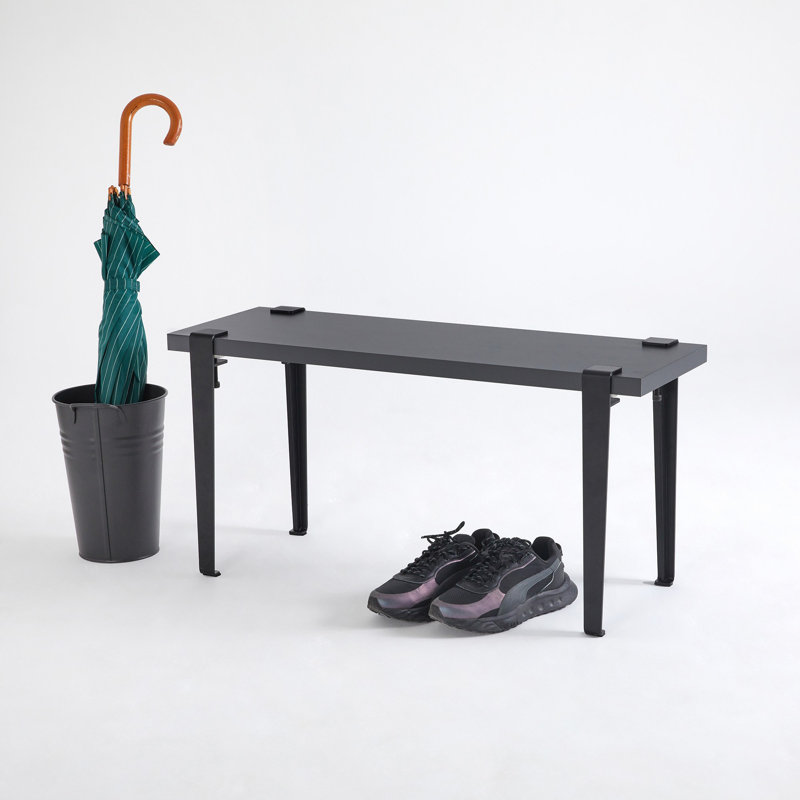 Modern Industrial Bench, Anthracite & Black, 35.4 x 17.7 x 11.8 inches | 100% Melamine Coated Particle Board, 1.2 inches Thick | Sturdy 4 Steel Clamp Legs, Easy Flat-Pack Setup for Home & Office Use