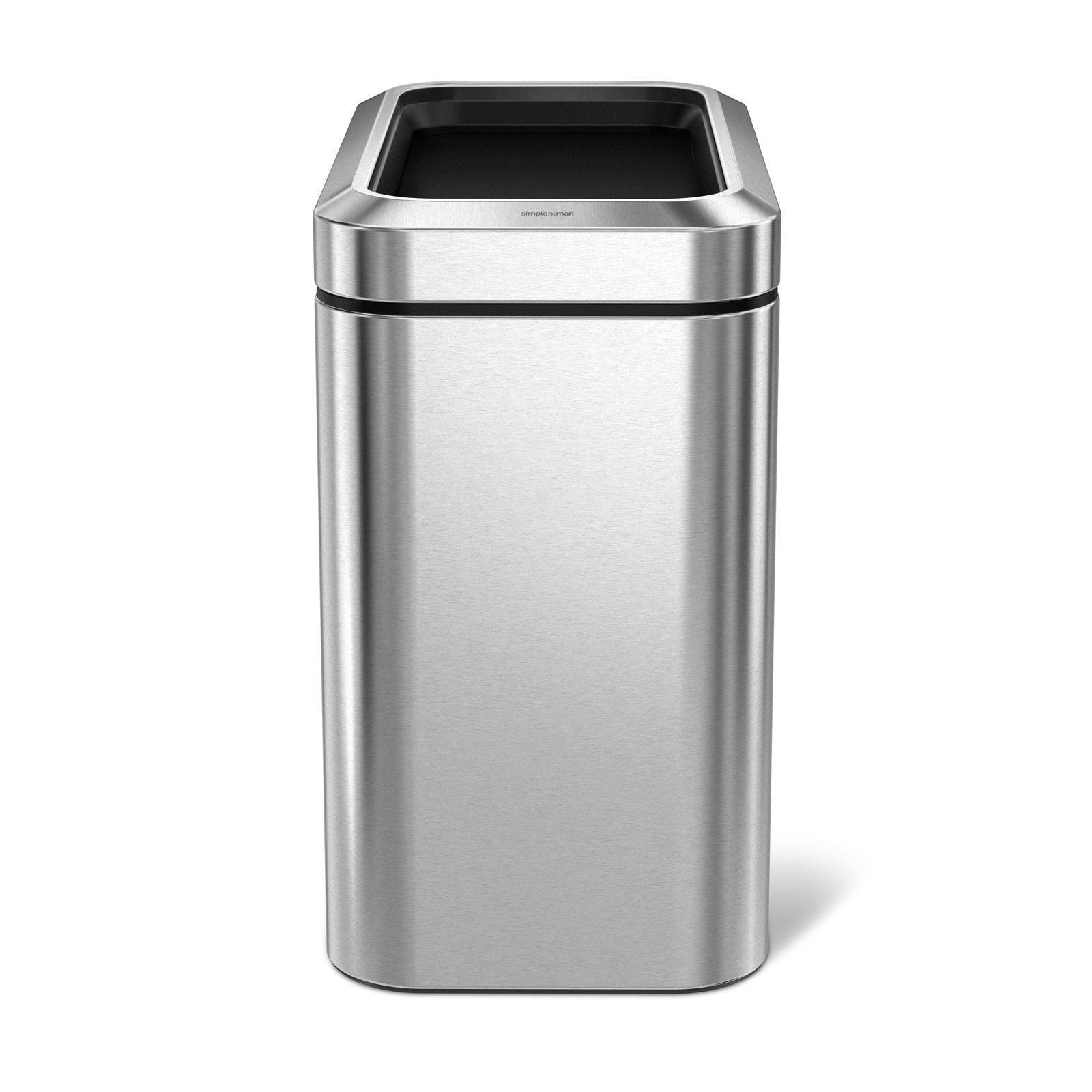 simplehuman 6.6gal Slim Open Trash Can, Brushed Stainless Steel
