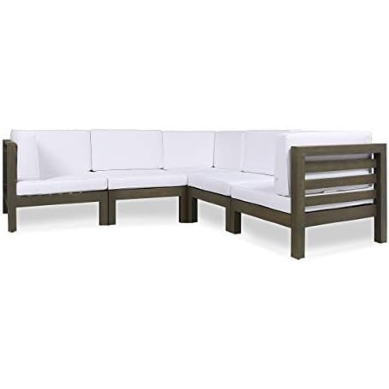 Ensemble de canapé en forme de V 5 pièces Masako - Assise extérieure moderne et confortable de fabrication durable