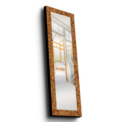 Elegant Decorative Mirror with 100% Pine Wood Frame, 15.7 x 47.2 inches | Real Glass Mirror (Thickness: 0.2 inches) | Stylish Fabric Painting | Ideal for Living Room, Bedroom & Entryway Decor