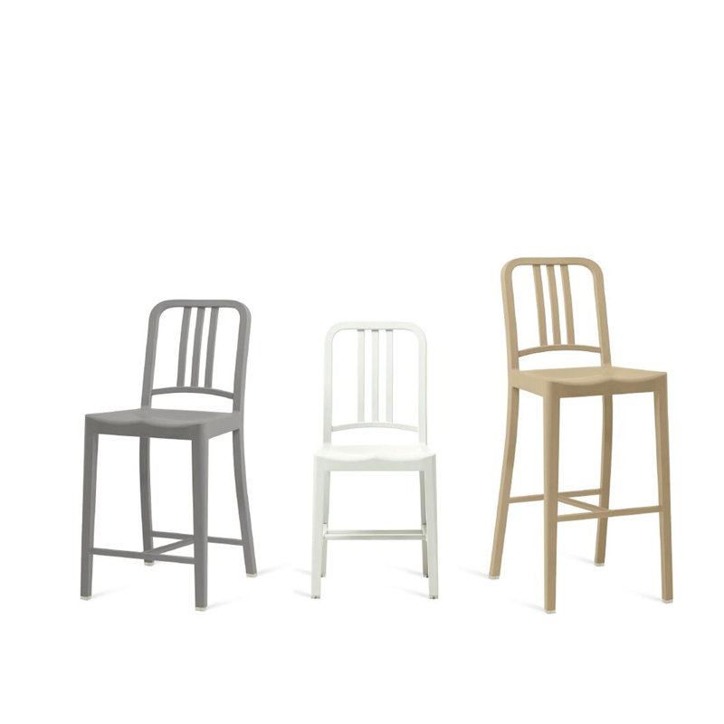 111 Navy® Stool by Coca-Cola, Counter Stool (25" Seat Height), Flint Gray