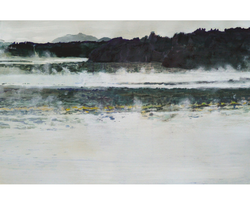 Misty Lake Landscape Print by Other Artist, 24 × 16, Matted Framed Print, Black