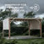 Sunjoy Delrey Pergola de 12 pi x 14 pi avec cadre en acier blanc et auvent réglable pour abri de jardin et de cour arrière, gris clair