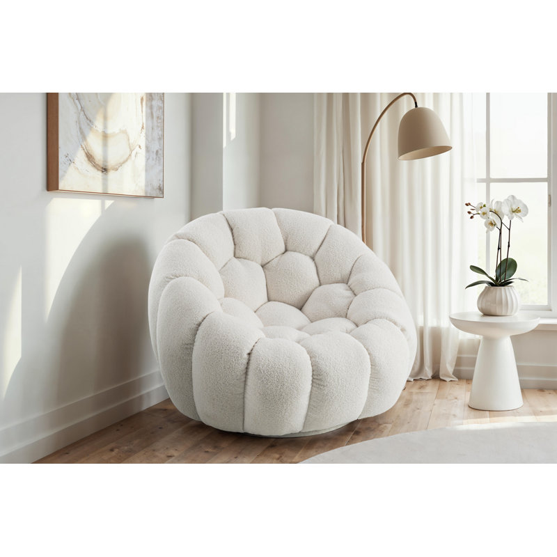 Atrani Candiece Compact Tufted Papasan Chair, White