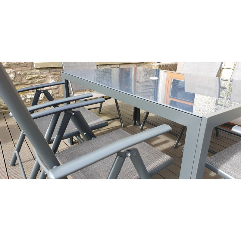Eleni 6 - Person Patio Dining Set Umbrella Hole Included Rectangular Table