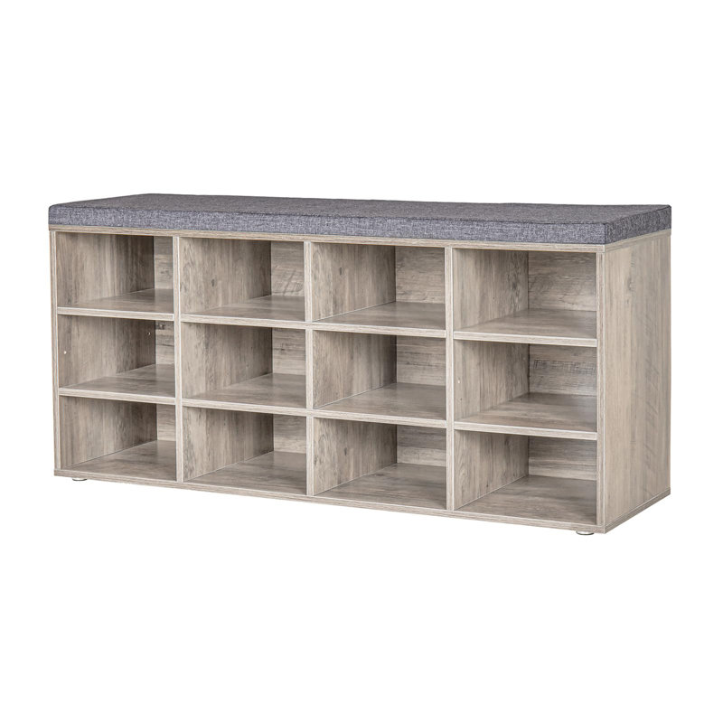 Upholstered Storage Bench, Gray
