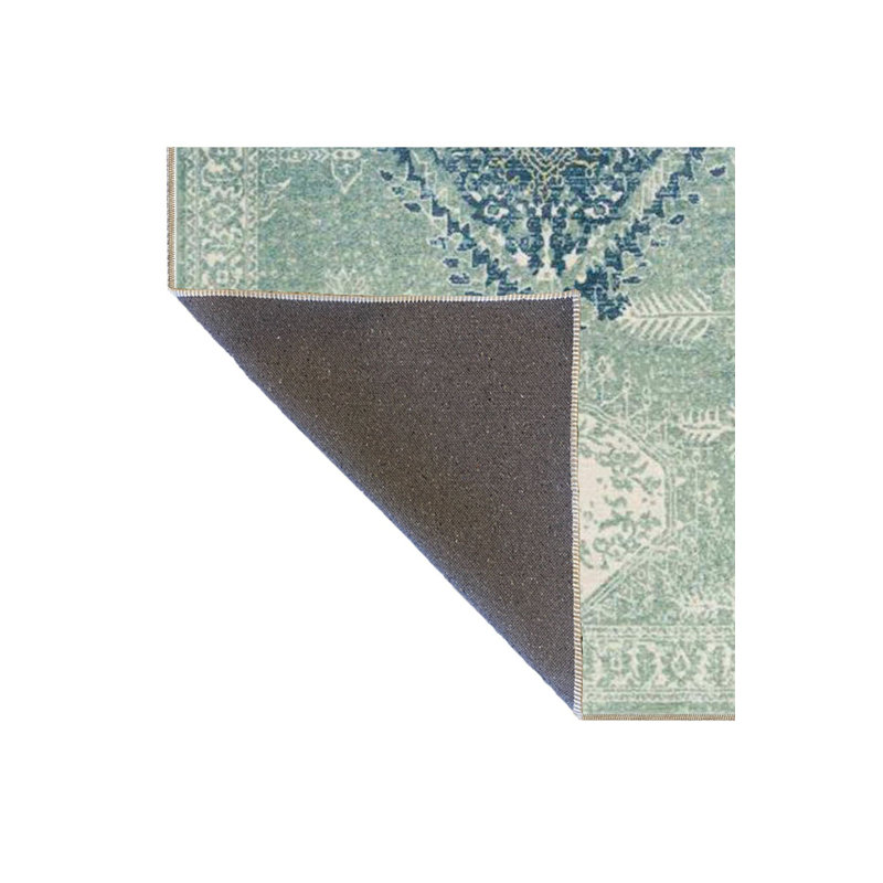 Tapis tissé lavable à la machine à motif d'étoiles turquoise
