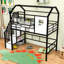 Lit mezzanine simple en métal avec toit-262432228