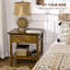 Table basse vintage avec tiroir et tablette ouverte