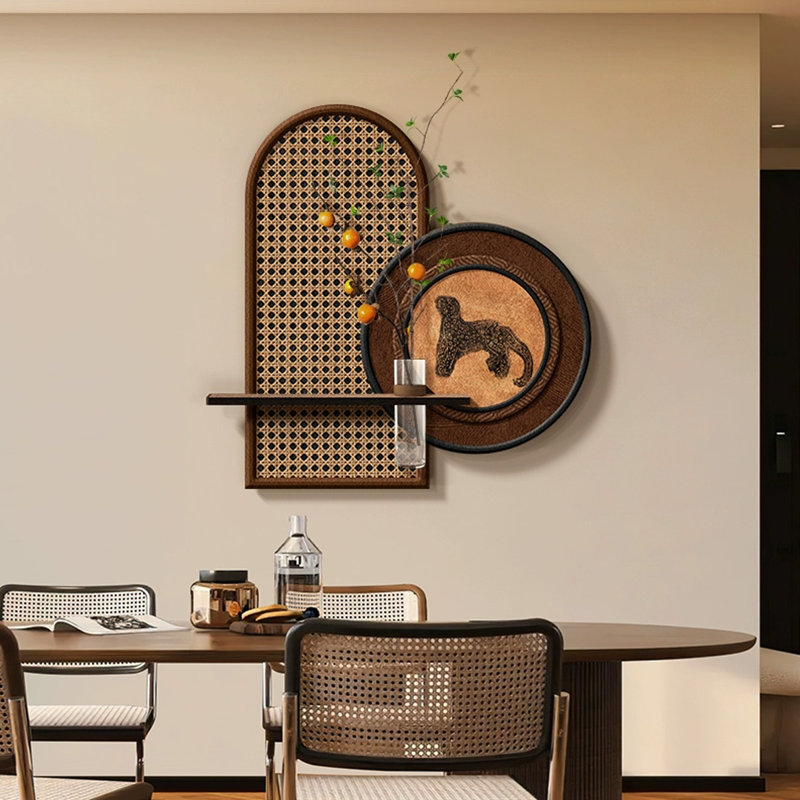 Art mural brun moderne en grès, H 9,84 po x l 23,62 po x P 23,62 po