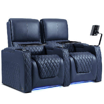 Haiylee Zero Gravity Home Theater Seating Top Grain Leather Recliner Sofa Power Headrest Footrest 