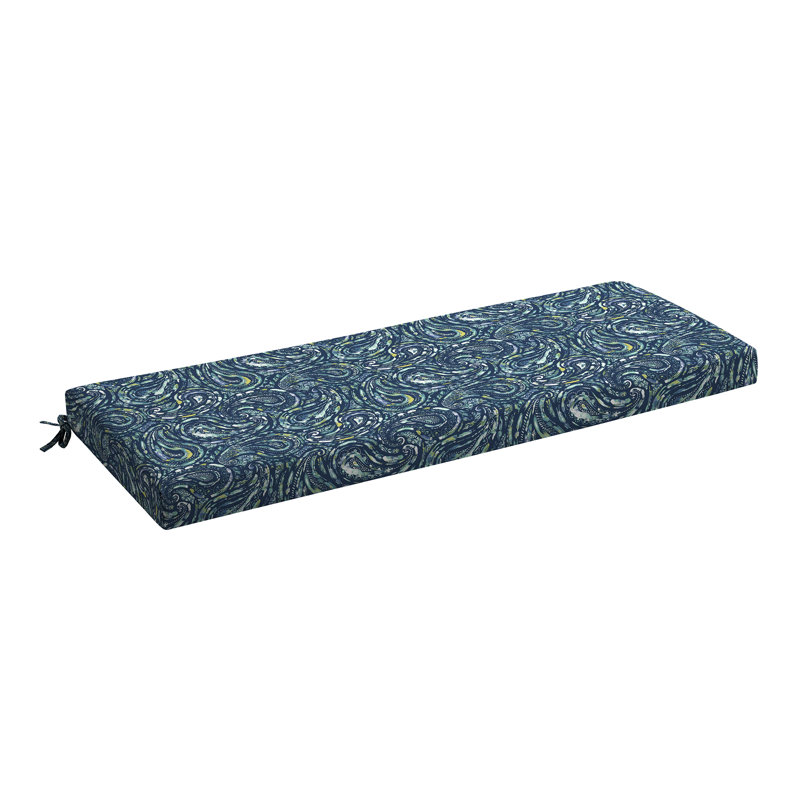 ARDEN Foam Outdoor Bench Cushion, 48 x 18, made with ProFoam, Sapphire Blue Ridge Paisley