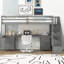 Structure de lit simple de taille mezzanine avec bureau intégré et tiroirs de rangement doubles-738084955