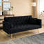 Lit double pliable de style rétro américain de 71 pouces en velours noir, idéal pour les petits espaces comme les appartements, réglable en 3 positions, avec pieds dorés, siège et dossier rembourrés de mousse en velours noir, pouces