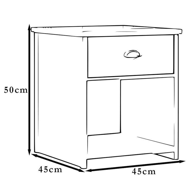 Zack Farmhouse 1 Drawer Bedside Cabinet